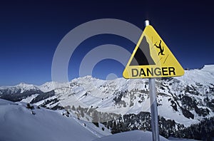 Danger sign in mountain