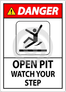 Danger Sign Open Pit, Watch Your Step