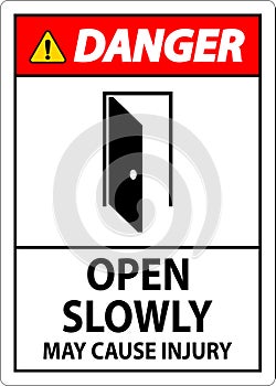 Danger Sign, Open Slowly, May Cause Injury