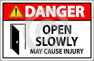 Danger Sign, Open Slowly, May Cause Injury