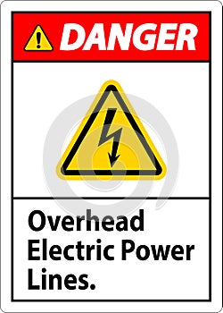 Danger Sign Overhead Electric Power Lines