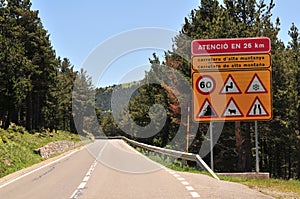 Danger sign by road