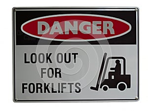 Danger Sign showing forklift trucks operating in the area