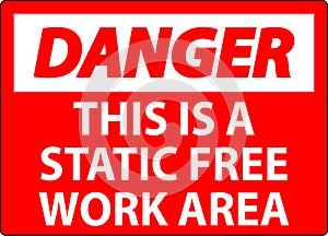 Danger Sign This Is A Static Free Work Area