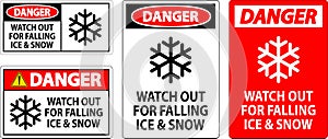 Danger Sign Watch Out For Falling Ice And Snow