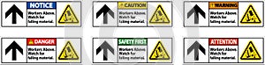 Danger Sign, Workers Above Falling Material