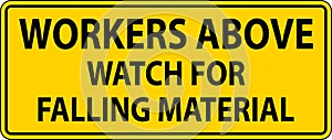 Danger Sign, Workers Above Watch For Falling Material