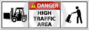 Danger Slow High Traffic Area Sign On White Background