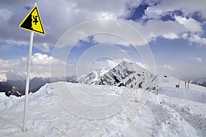 Danger steep cliff mountain sign