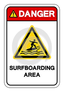 Danger Surfboarding Area Symbol Sign, Vector Illustration, Isolate On White Background Label. EPS10