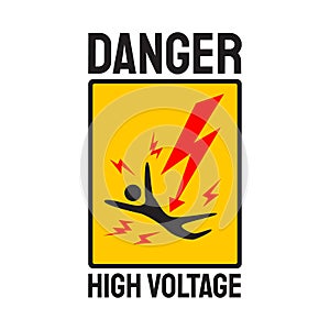 Danger symbol High Voltage Sign Vector skull. Lightning electricity warning template illustration