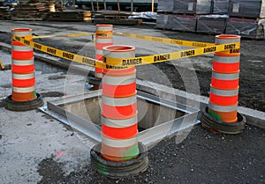 Danger tape barrier