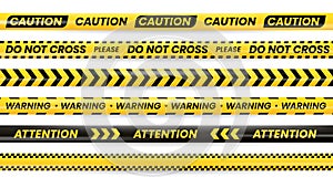 Danger tapes, caution warning no cross police line