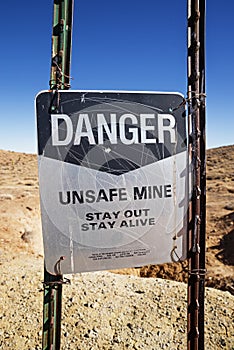 Danger Unsafe Mine Sign