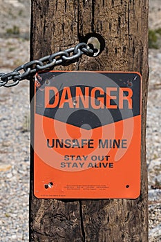 Danger Unsafe Mine Sign