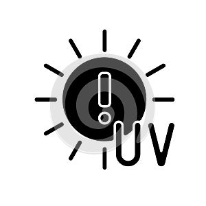 Danger of UV rays black glyph icon