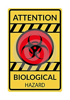 Danger warning board icon, biological hazard. Caution and dangerous area. Yellow sign for safety, hazard shock. Keep out