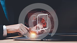 danger warning concept or information error that should be urgently fixed and repaired ,Notification of security issues ,program