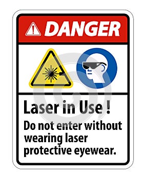 Danger Warning PPE Safety Label,Laser In Use Do Not Enter Without Wearing Laser Protective Eyewear