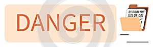 Data Security Warning with Folder and Digital Information Code Elements