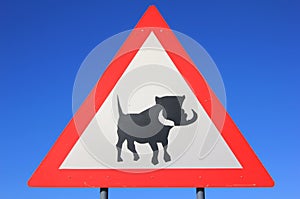 Danger - Warthog and Wildlife Crossing Road Sign - Road Hogs watch out for the pigs