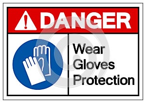 Danger Wear Gloves Protection Symbol Sign, Vector Illustration, Isolate On White Background Label .EPS10