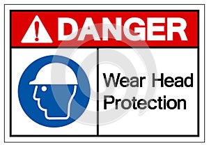 Danger Wear Head Protection Symbol Sign,Vector Illustration, Isolated On White Background Label. EPS10
