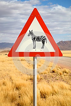 Danger Zebras Road Sign