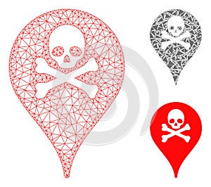 Danger Zone Map Marker Vector Mesh 2D Model and Triangle Mosaic Icon