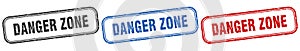 danger zone square isolated sign set. danger zone stamp.