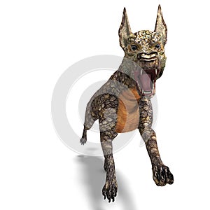 Dangerous alien dog with lizard skin