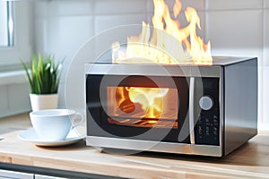 Dangerous burns from microwave oven fires due to breakdown or short circuit risks