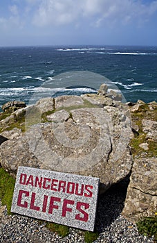 Dangerous Cliffs at Land's End in Cornwall