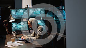 Dangerous IT coder working on security breach