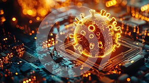 Dangerous computer virus illuminating circuit board technology