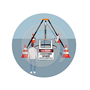 Dangerous confined space where access and entry is prohibited for tunnel construction work in underground and for drain