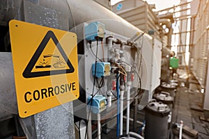 Dangerous corrosive warning signs and symbol photo