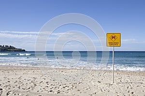 Dangerous Current sign on Bondi beach, Sydney, Australia