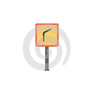 Dangerous curve colored icon. Element of road signs and junctions icon for mobile concept and web apps. Colored Dangerous curve ca