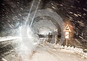 Dangerous driving in winter night