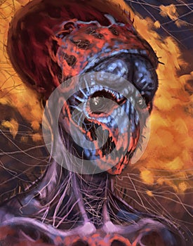 Illustration dangerous evil spider character - digital fantasy painting photo