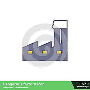 Dangerous factory icon in smooth style, with pixel perfect and  stroke eps 10