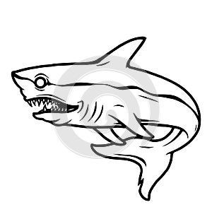 Dangerous ferocious shark tattoo concept