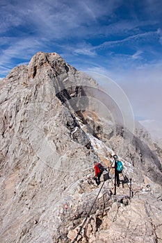 Dangerous hiking trail towards Triglav peak