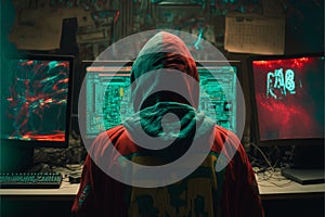 Dangerous hooded hacker breaks into data server