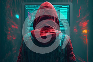 Dangerous hooded hacker breaks into data server