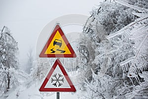 Dangerous and icy road