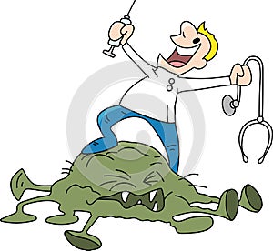 Dangerous and infectious corona virus cartoon vector photo
