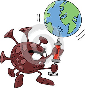 Dangerous and infectious corona virus cartoon vector illustration