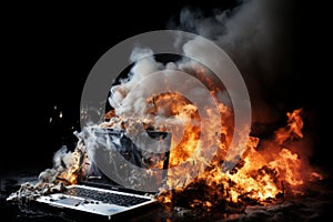 Dangerous Laptop Ignition. Fire Erupts due to Battery Overheating and Malfunction